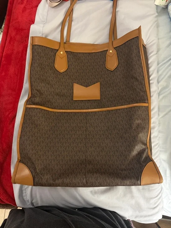Michael Kors Brown & Tan Logo Shoulder Tote - Picture 2 of 2